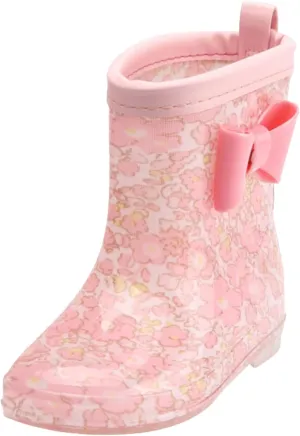 Toddler Kids Rain Boots with Cute Bow Waterproo?? Rubber Boots for Girls Boys Camouflage Rainboots with Handles