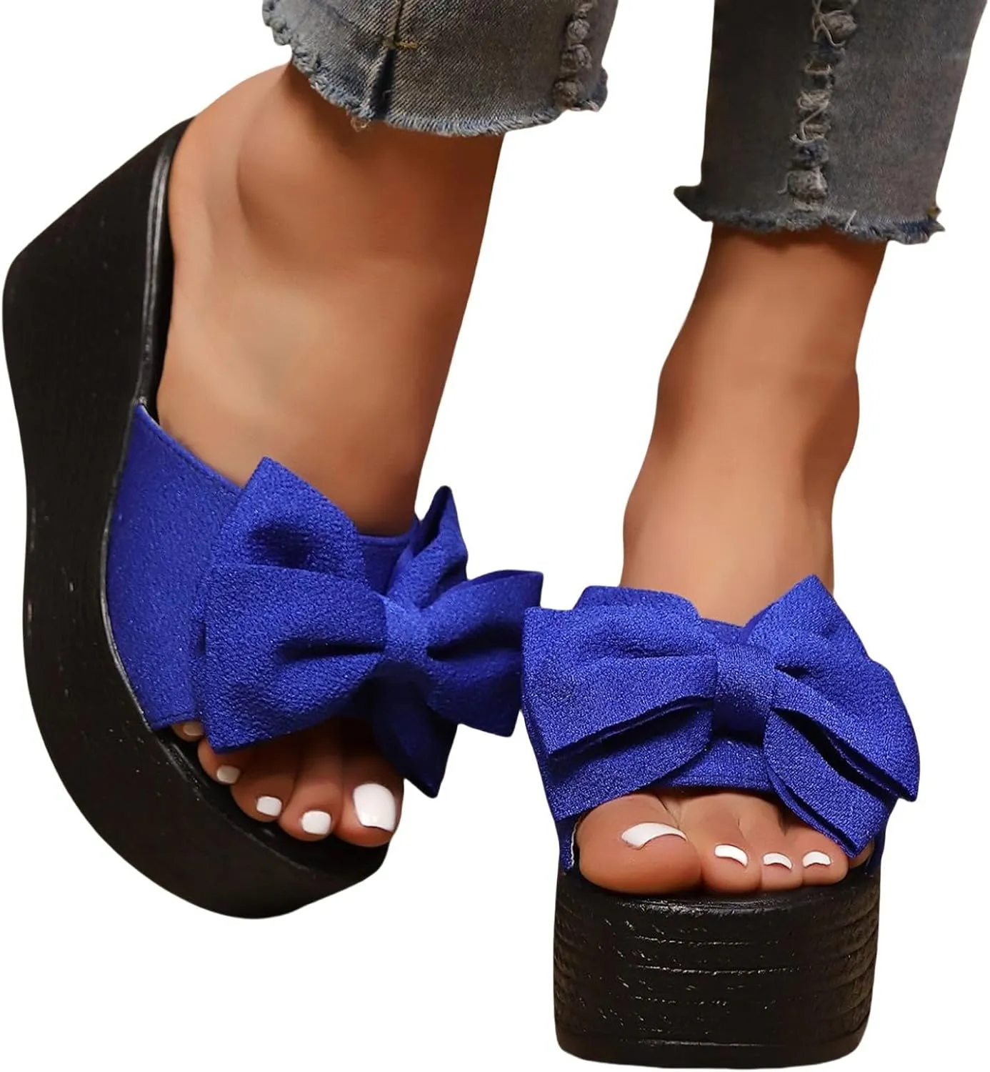 Wedege Sandals for Women 2025 Platform Wedge Heels Dressy Wide Width Bowknot Open Toe Comfortable Slingback Wedges