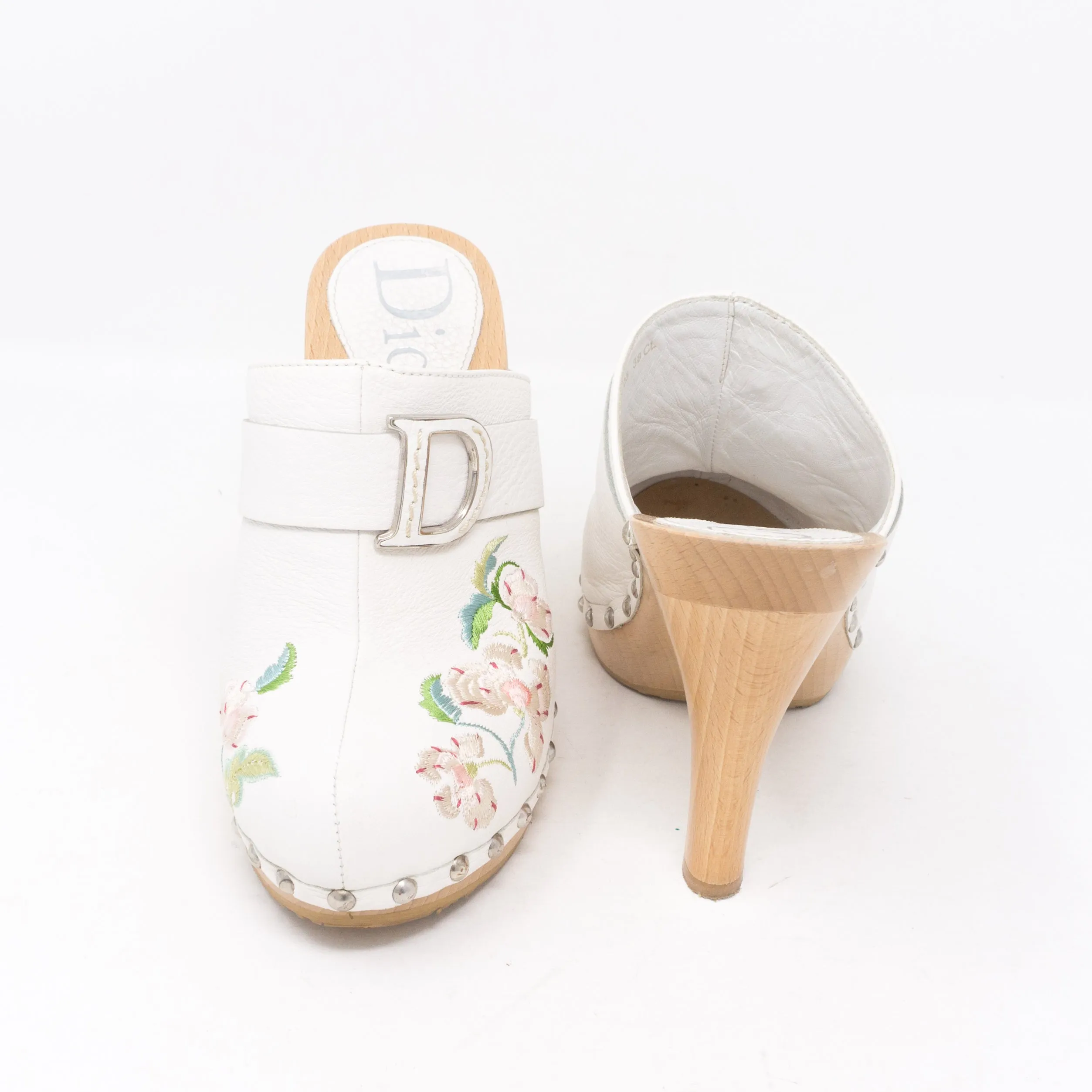 White Embroidery High Heels