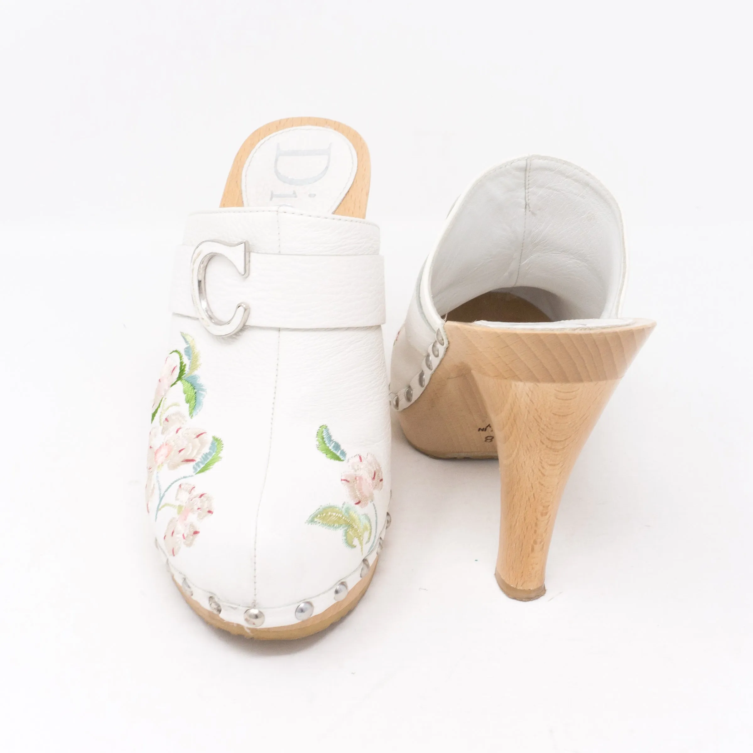 White Embroidery High Heels