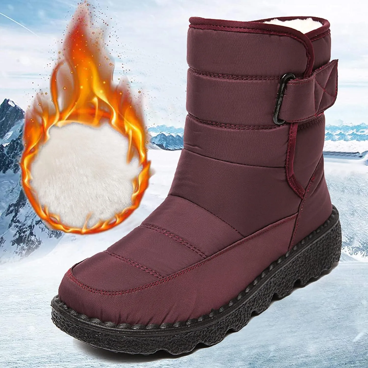 Winter Boots for Women Wide Width Waterproof Snow Boots for Women Size 7 Wide Slip on Boots for Women Ankle Booties Winter Womens Waterproof Boots Tall Tall Winter Boots for Women Pull on