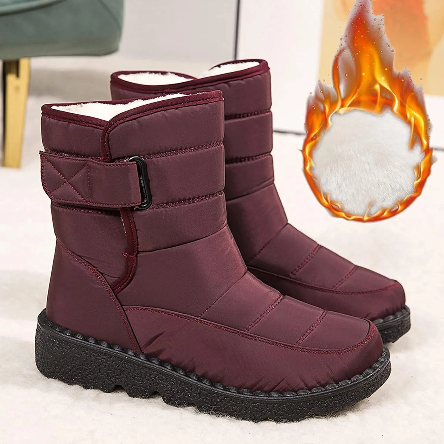 Winter Boots for Women Wide Width Waterproof Snow Boots for Women Size 7 Wide Slip on Boots for Women Ankle Booties Winter Womens Waterproof Boots Tall Tall Winter Boots for Women Pull on