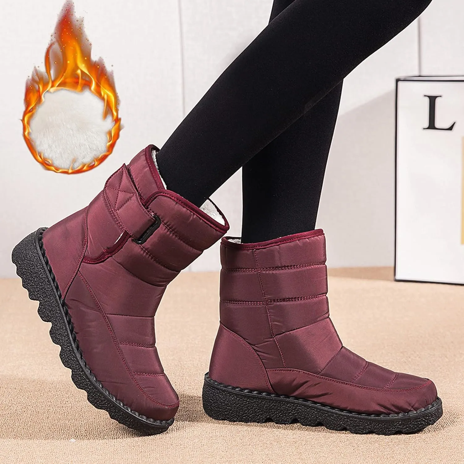 Winter Boots for Women Wide Width Waterproof Snow Boots for Women Size 7 Wide Slip on Boots for Women Ankle Booties Winter Womens Waterproof Boots Tall Tall Winter Boots for Women Pull on