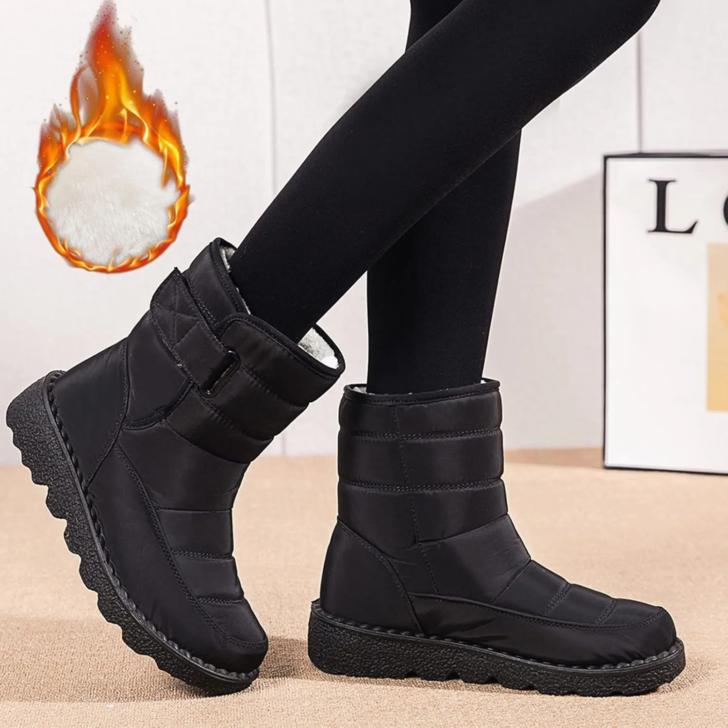 Women Snow Boots Waterproof Snow Boots Womens Winter Ankle Boots Ladies Warm Fur Lined Booties Waterproof Snow Boots Women Pull on Winter Womens Boots Slip on Botas De Nieve Mujer