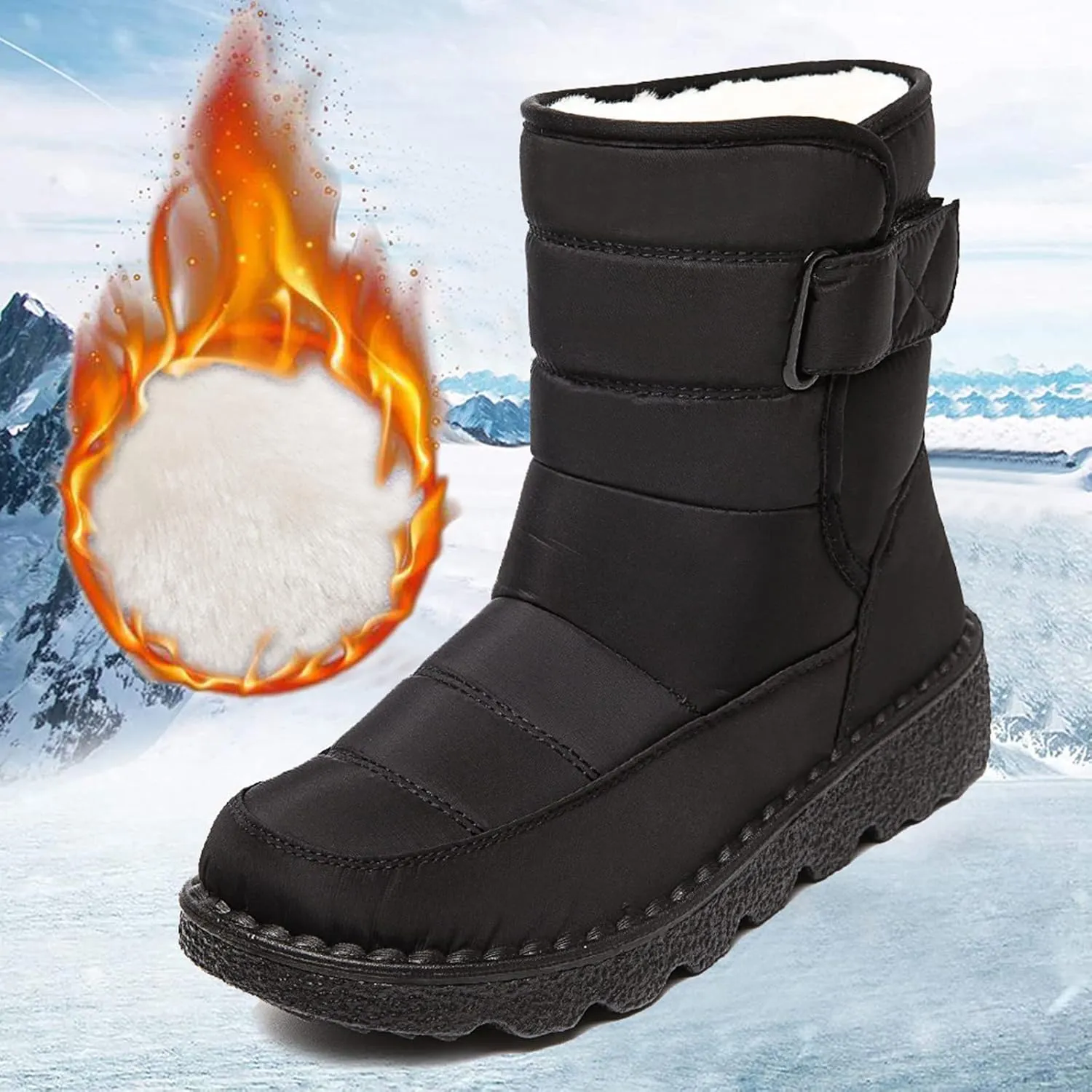 Women Snow Boots Waterproof Snow Boots Womens Winter Ankle Boots Ladies Warm Fur Lined Booties Waterproof Snow Boots Women Pull on Winter Womens Boots Slip on Botas De Nieve Mujer