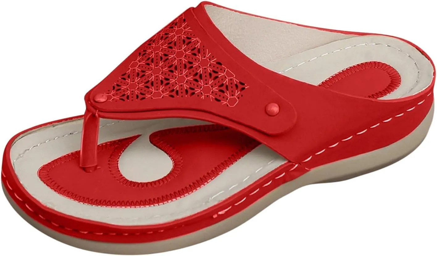 Women's Bow Knot Hollow Thick Sole Clip Toe Herringbone Slippers Wearing Beach Sandals and Slippers on The Outside