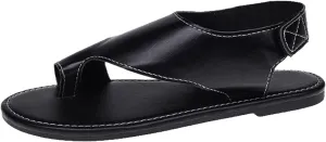 Womens Flat Sandals,2025 Summer Comfy Platform Flat Sole Leather Shoes for Women Fashion Comfy Breathable Orthopedic Corrector Flip Flops