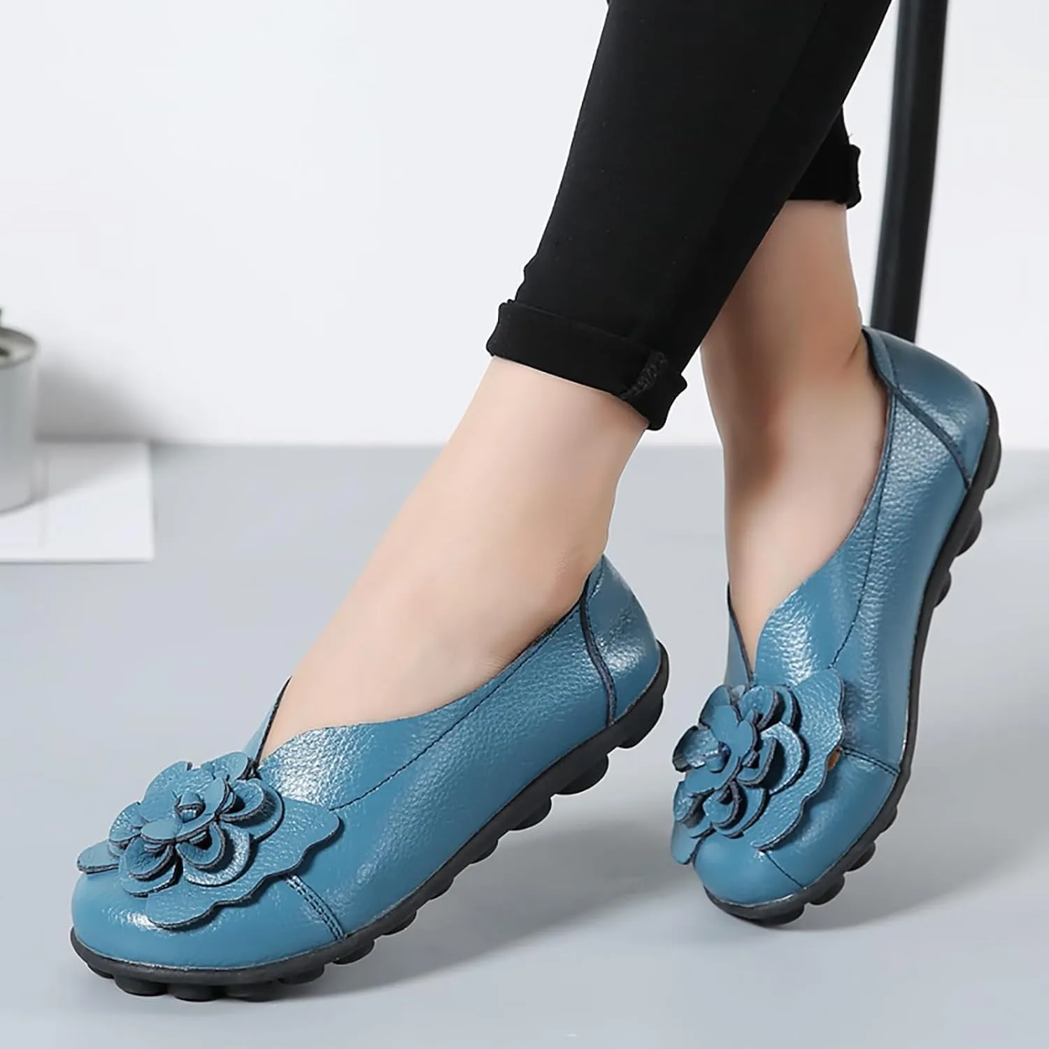Womens Orthopedic Loafers Summer Comfortable Closed Toe Low Heel Flat Wide Width Flats Breathable Casual Outdoor Shoes Work Dressy Shoe Shopping Standing Shoes