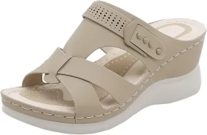 Womens Orthopedic Sandals Fashion Slip On Casual Open Toe Fisherman Sandals Hollow Out Gladiator Outdoor Walking Wedge Shoes
