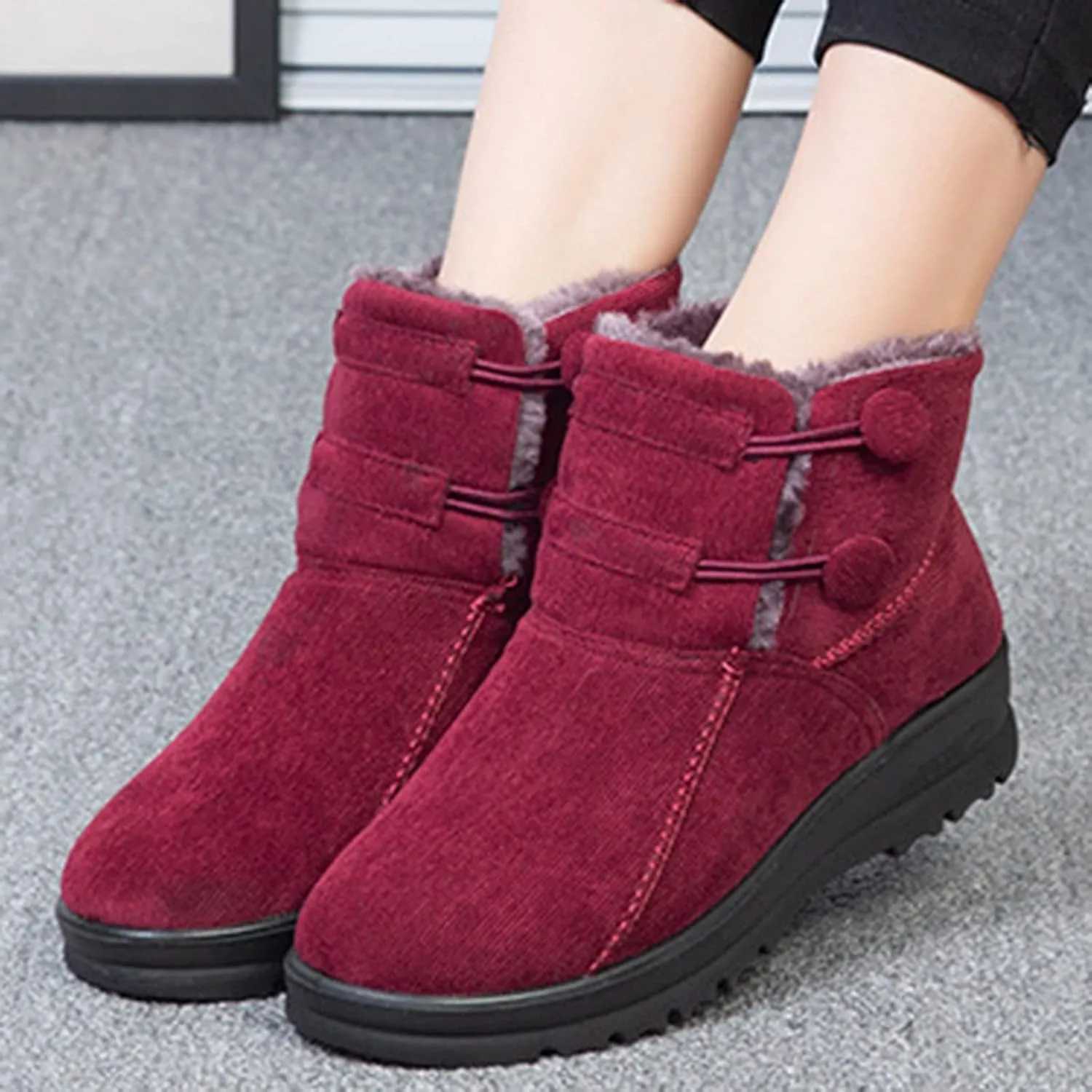 Womens Winter Boots Waterproof Insulated Wide Width Womens Winter Boots Wide Women's Winter Boots Wide Calf Winter Shoe Boots for Women Low Heel Botas Largas De Invierno Para Mujer Con TacN