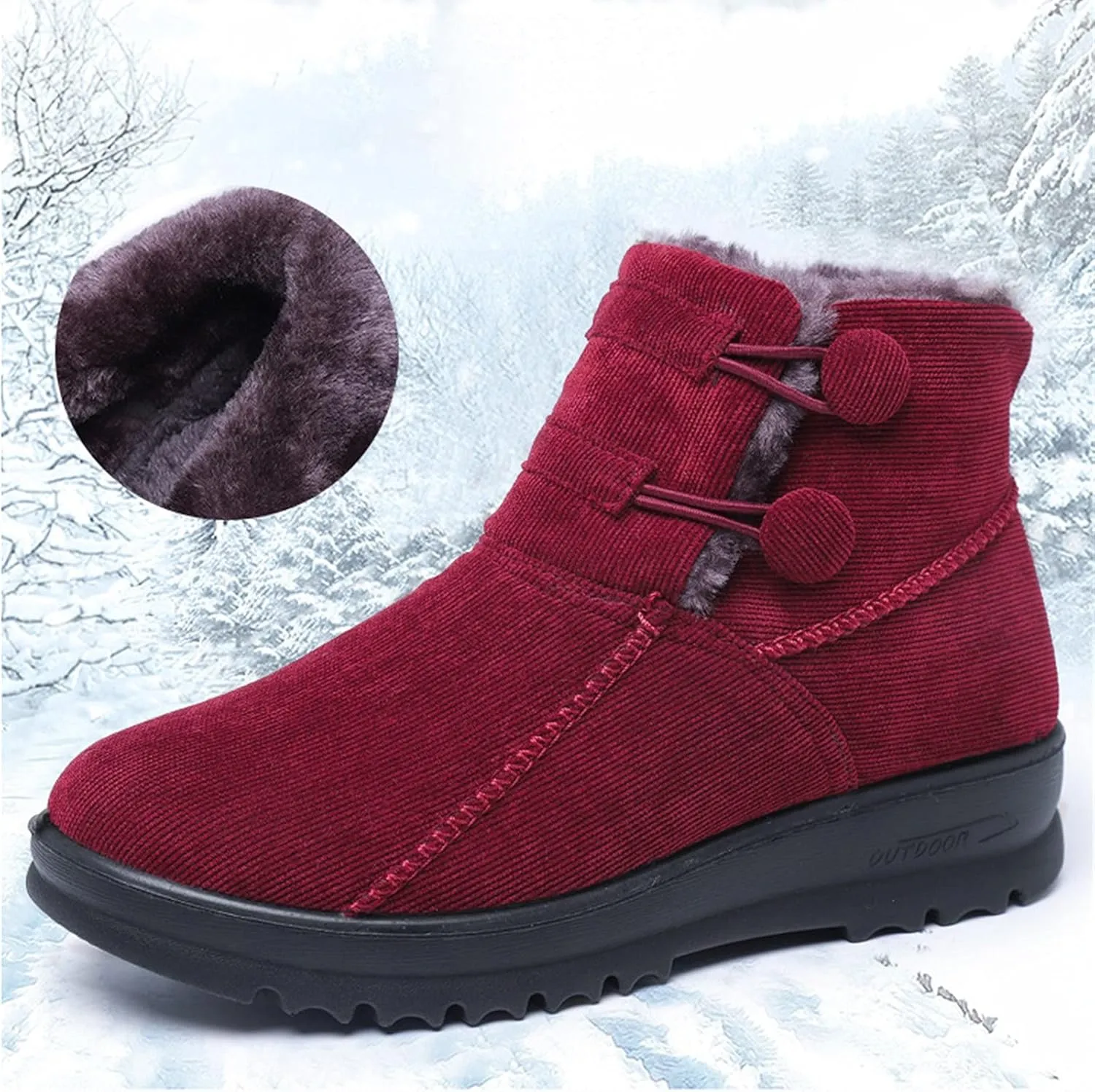 Womens Winter Boots Waterproof Insulated Wide Width Womens Winter Boots Wide Women's Winter Boots Wide Calf Winter Shoe Boots for Women Low Heel Botas Largas De Invierno Para Mujer Con TacN