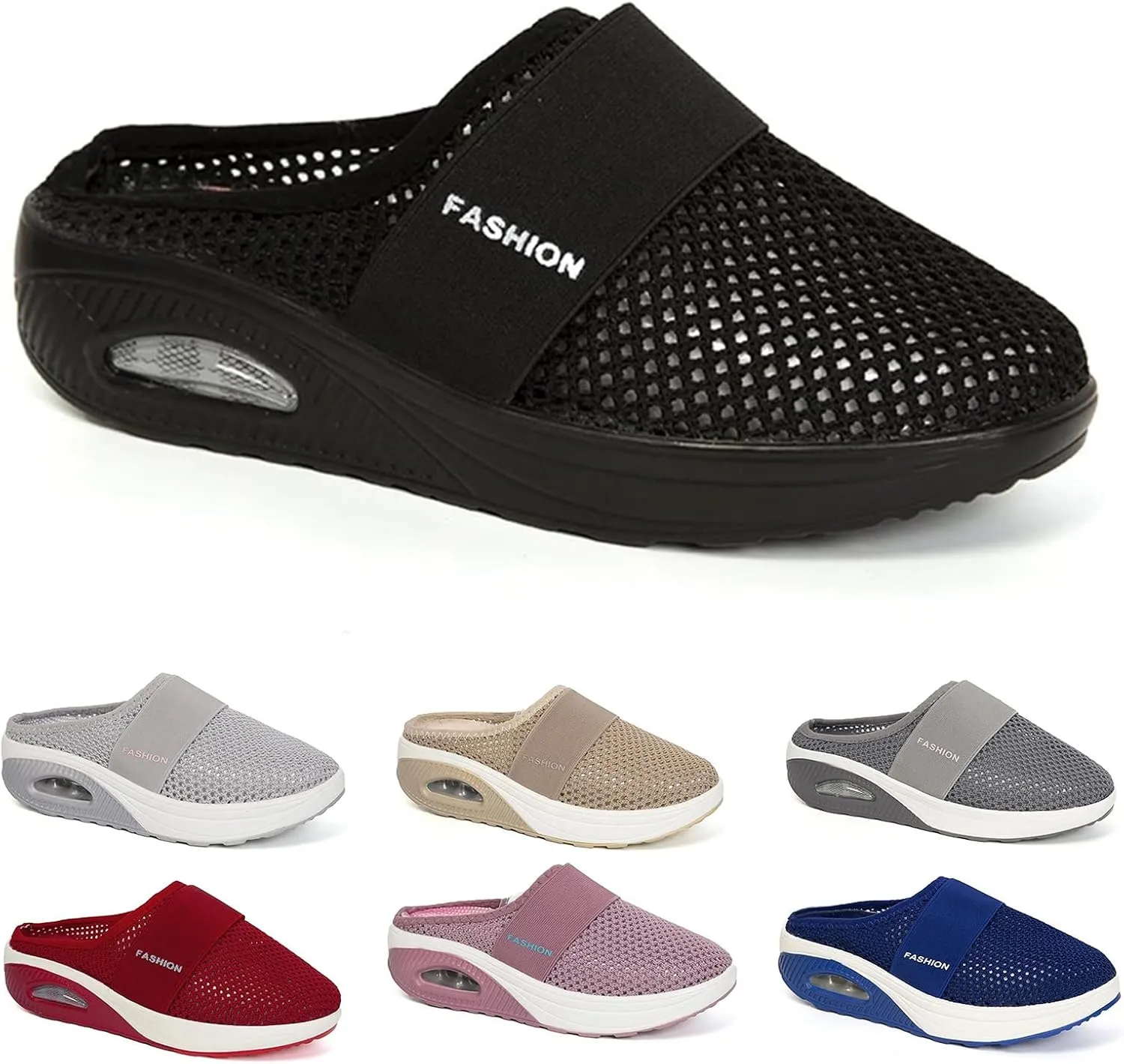 Womens Woven Orthopedic Breathable Soft Shoes Walking Cushion Arch Support Open Back Slippers Closed Toe Slides Outdoor Comfort Shoes Air Cushion Loafers
