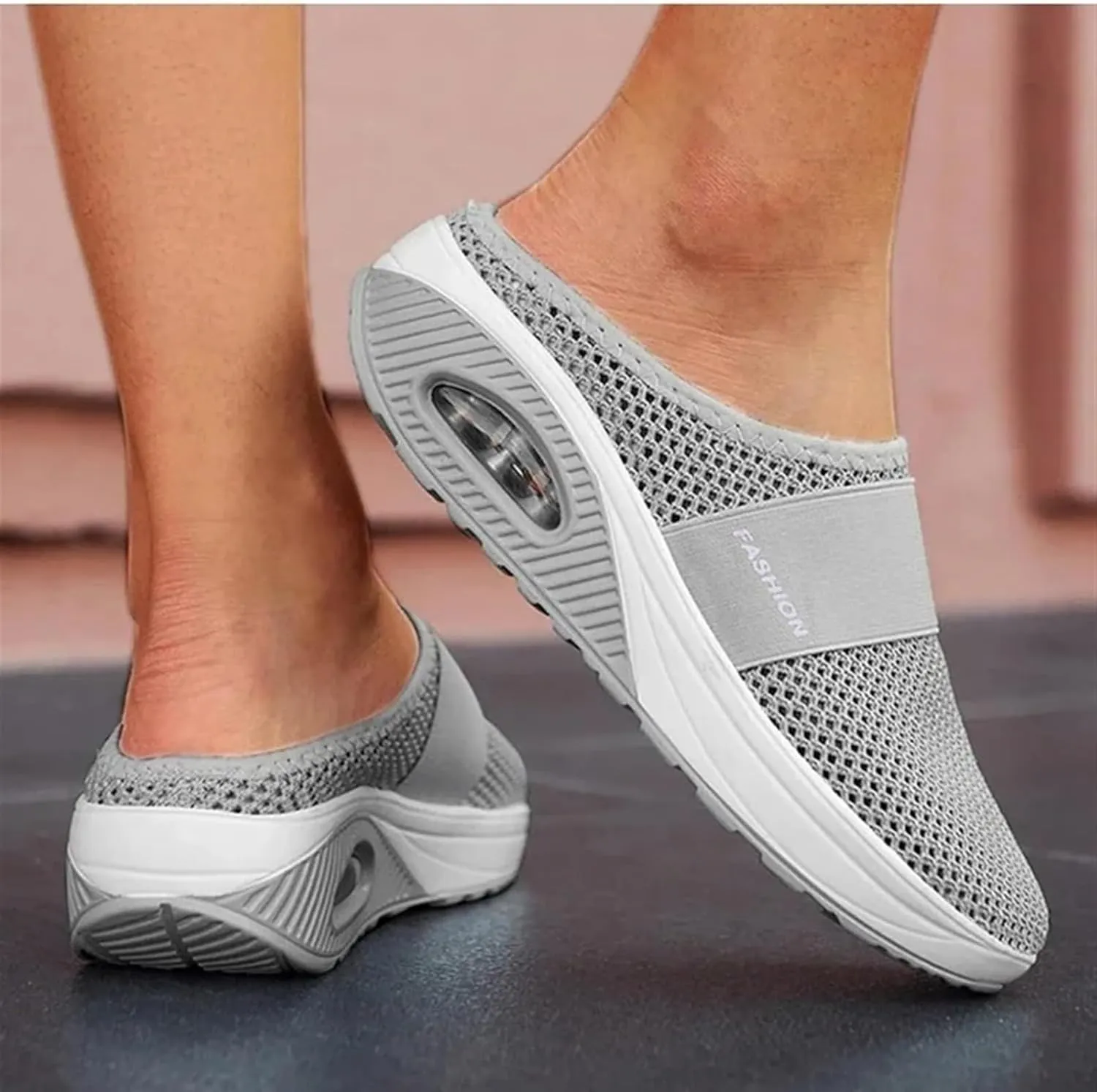 Womens Woven Orthopedic Breathable Soft Shoes Walking Cushion Arch Support Open Back Slippers Closed Toe Slides Outdoor Comfort Shoes Air Cushion Loafers
