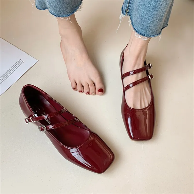 xiangtuibao Woman Pumps Mary Jane Low Heels Shoes Leather Casual Shoes Women Retro Style Square Heeled Shoes Ladies Elegant Lolita Shoes NEW