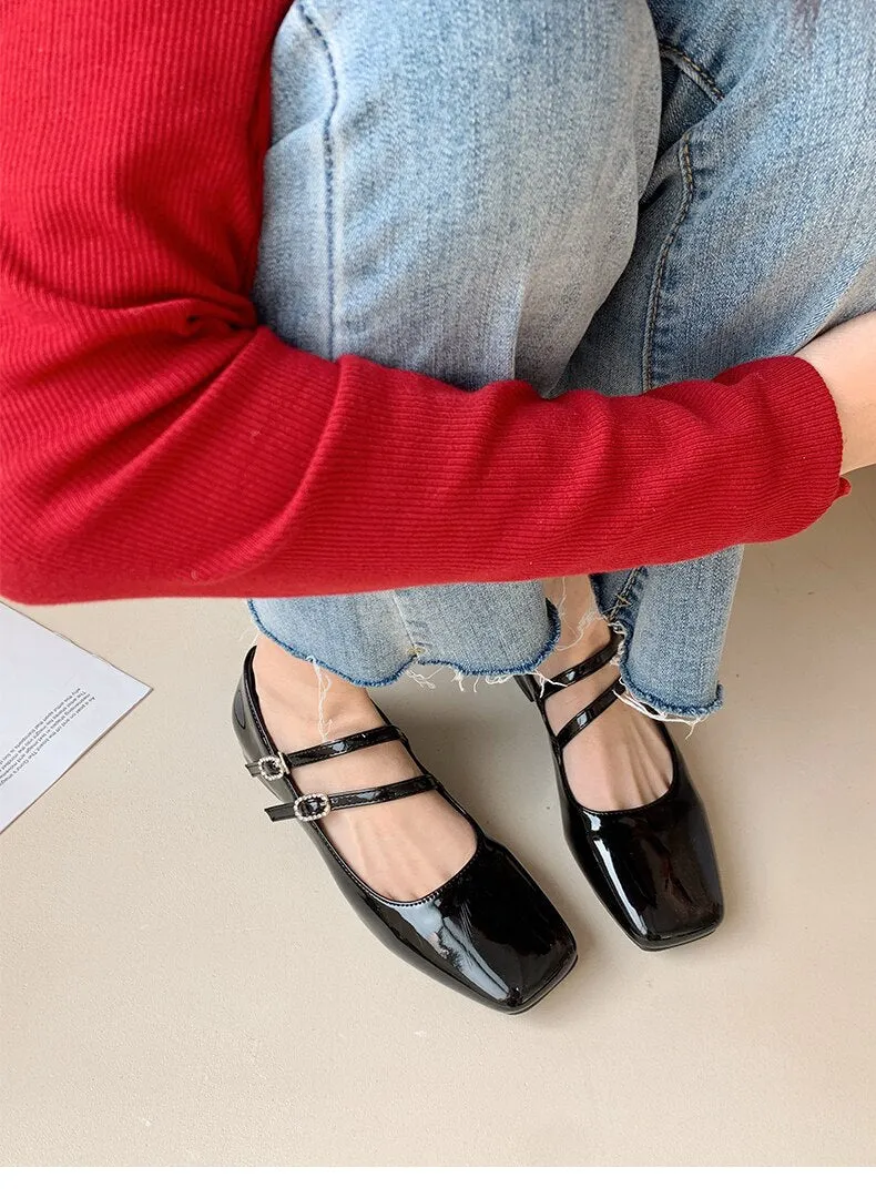 xiangtuibao Woman Pumps Mary Jane Low Heels Shoes Leather Casual Shoes Women Retro Style Square Heeled Shoes Ladies Elegant Lolita Shoes NEW