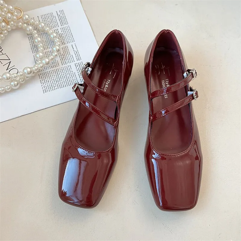 xiangtuibao Woman Pumps Mary Jane Low Heels Shoes Leather Casual Shoes Women Retro Style Square Heeled Shoes Ladies Elegant Lolita Shoes NEW