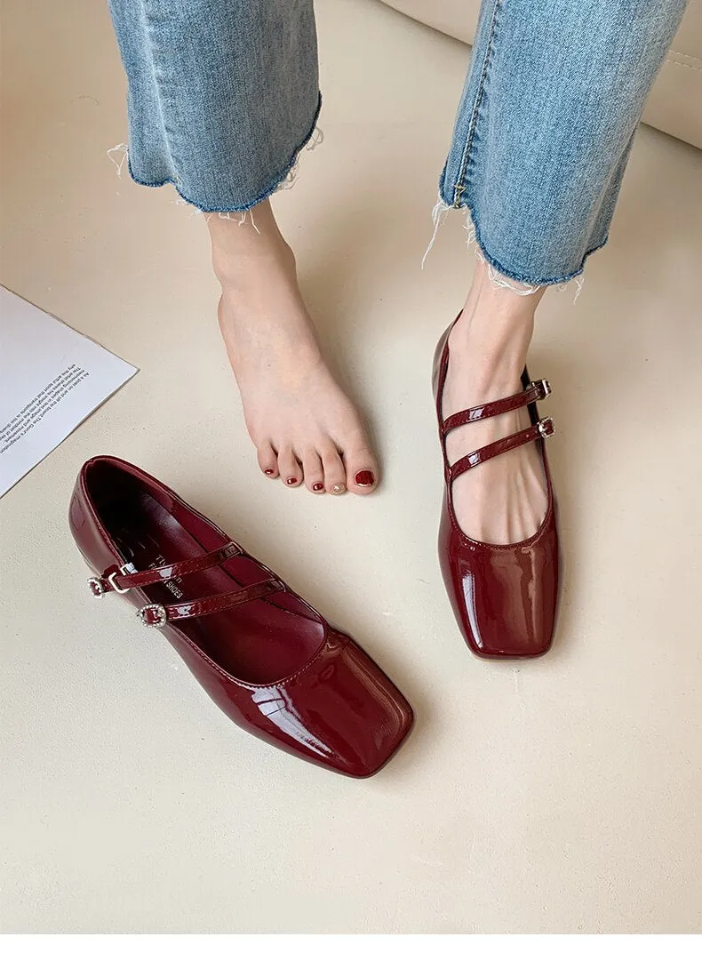 xiangtuibao Woman Pumps Mary Jane Low Heels Shoes Leather Casual Shoes Women Retro Style Square Heeled Shoes Ladies Elegant Lolita Shoes NEW