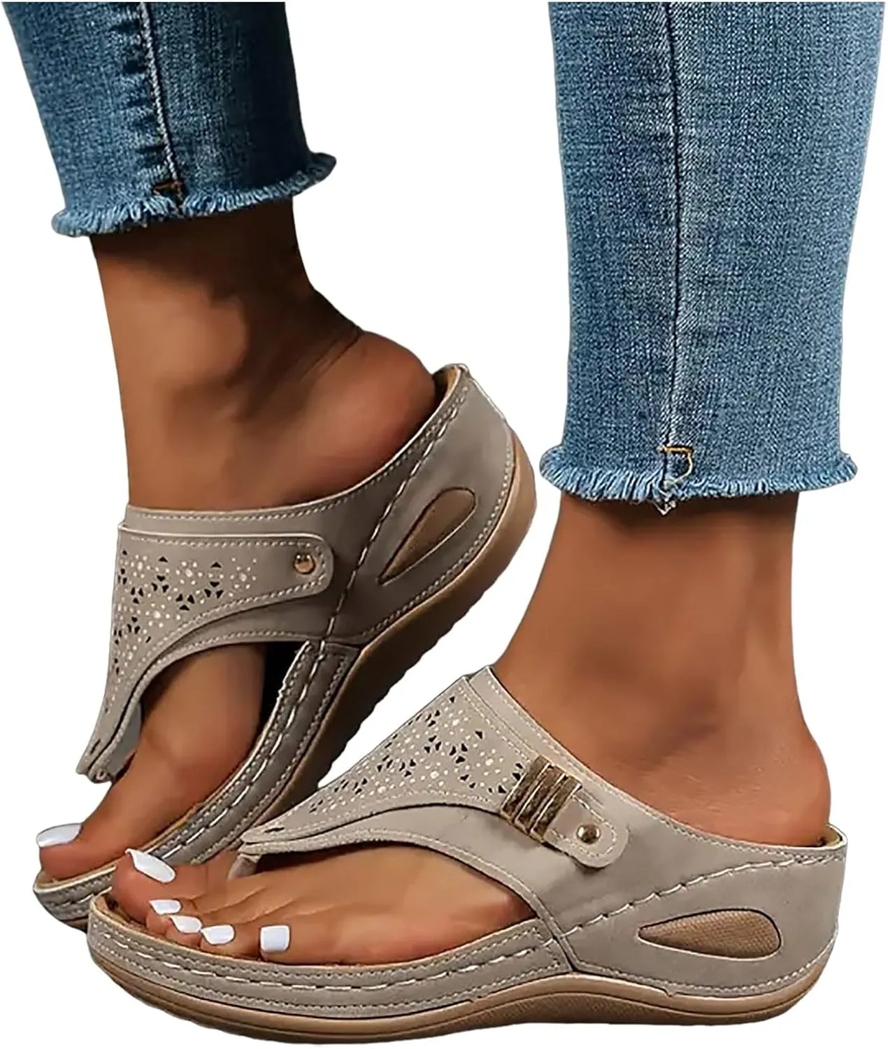 ZSpzx Orthopedic Sandals for Women,Women's Orthotic Dressy Summer 2025 Arch Support Flip Flops Womens Flat Open Toe Casual Slip on Sandals Beach Boho Sandals Comfortable Outdoor Walking Shoes