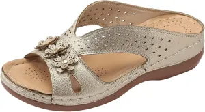 ZSpzx Women's Slide Sandals,Orthopedic Sandals For Women 2025 Dressy Summer Comfortable Slides Sandals Slip On Beach Flowers Memory Foam Platform Outdoor Walking Plantar Fasciitis Shoes for Street